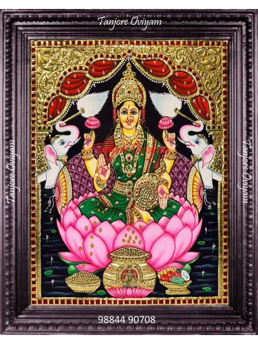 Gajalakshmi lotus Tanjore Painting